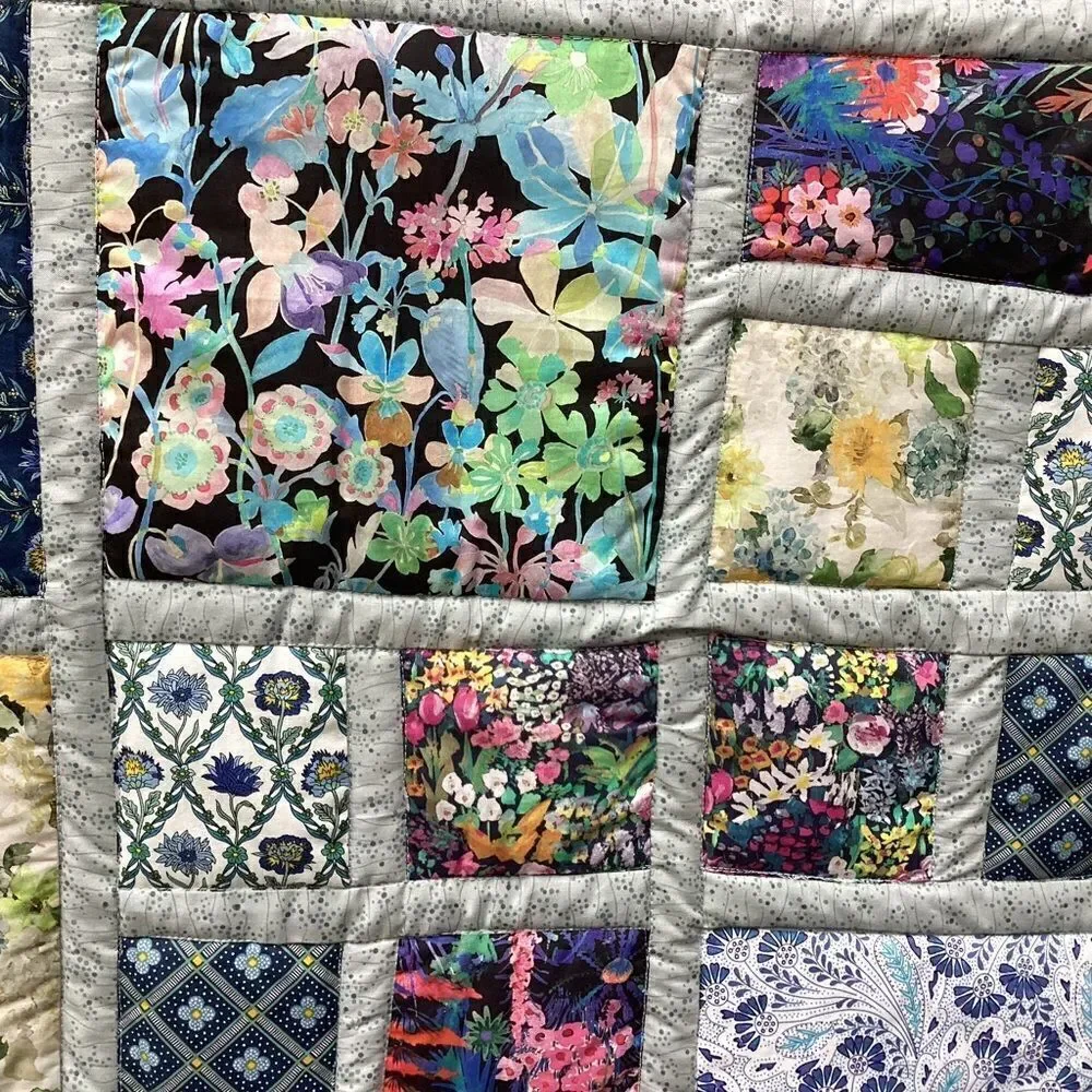 NWT. Hand Crafted Liberty Tana Lawn Fabrics Lap Quilt Garden Views